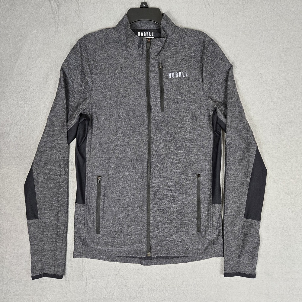 NOBULL‎ 4-Way Stretch Woven Jacket Mens Medium Graphite Grey Full Zip Running